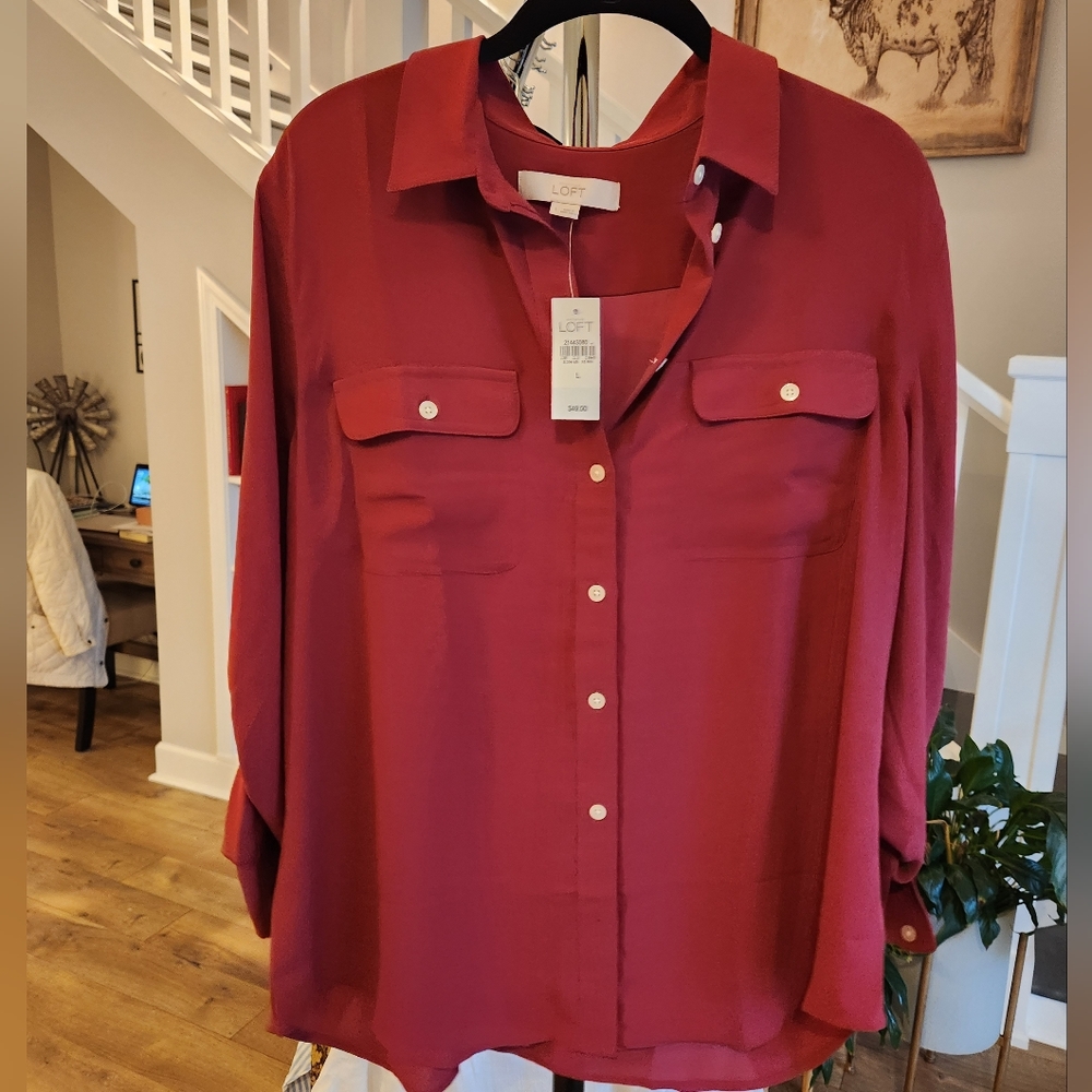 LOFT button down shirt, size L